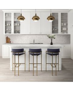Timeless White Rectangle Geometric Marble-look Porcelain Tile - A kitchen wall with a sophisticated and classic style
