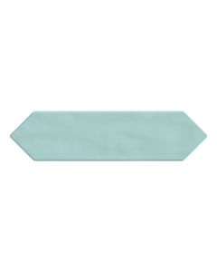 A close-up image of Daltile's Matte Spa Picket Undulated Subway Tile from the Stagecraft collection.