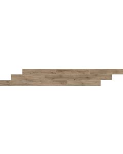 A brown porcelain tile with a plank shape and a subtle texture that creates a contrast between the porcelain material and the palomino plank appearance