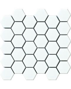 2 inch Vintage Porcelain Hexagon Mosaic White
